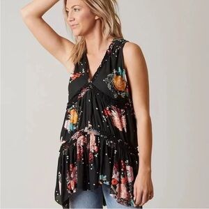 Free People Floral Tiered Haze Tunic Top Size‎ S